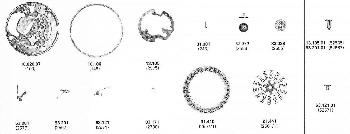 A Schild AS 2064 watch date parts A Schild AS 2064 watch date parts