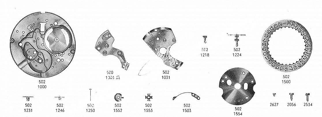 Omega 502 watch date parts Omega 502 watch date parts