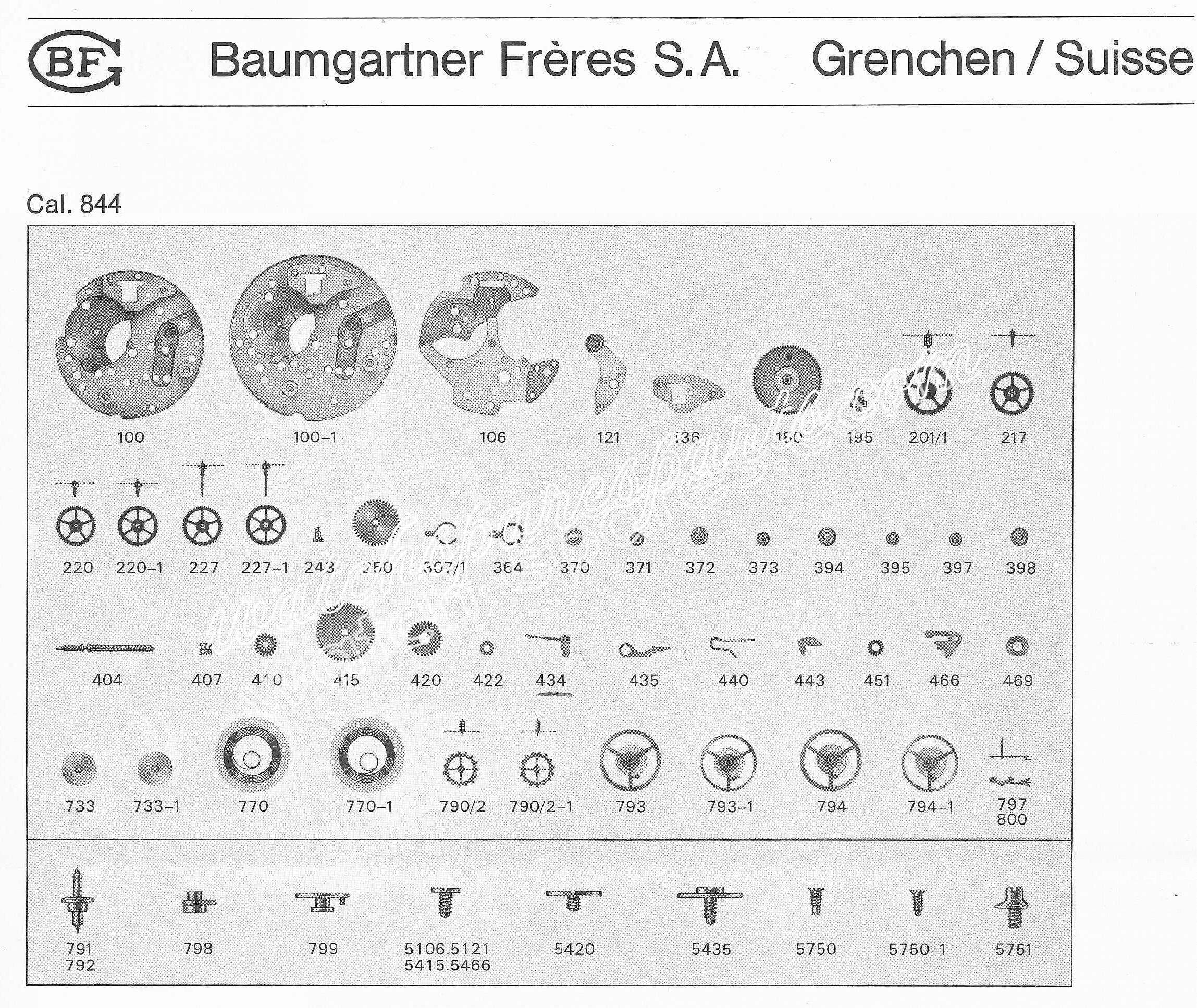 Baumgartner BFG 844 watch spare parts Baumgartner BFG 844 watch spare parts