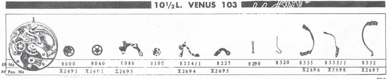 Venus 103 watch movements Venus 103 watch movements