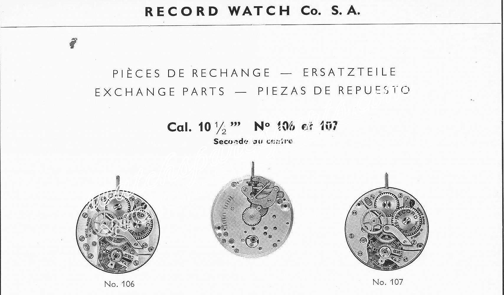 Record 105 106 watch movements Record 105 106 watch movements