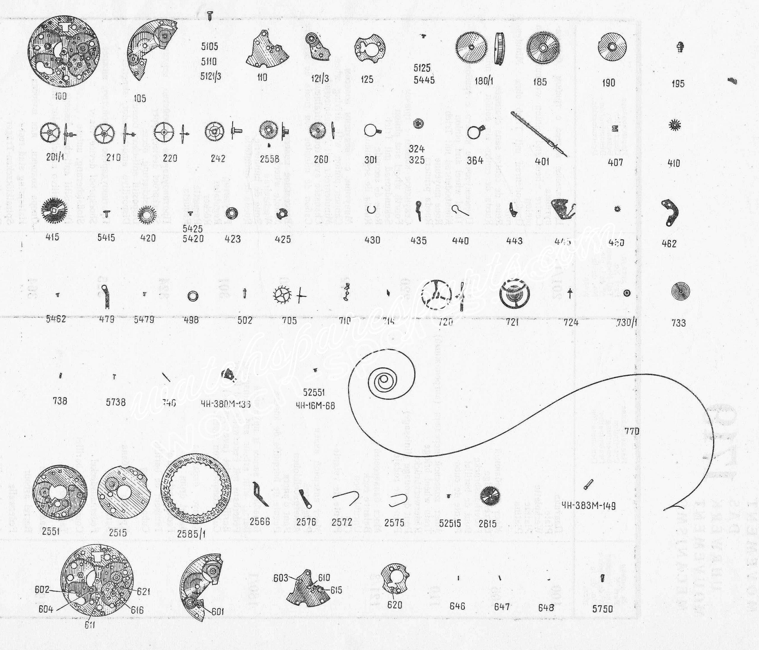 Zaria 1719 watch spare parts Zaria 1719 watch spare parts