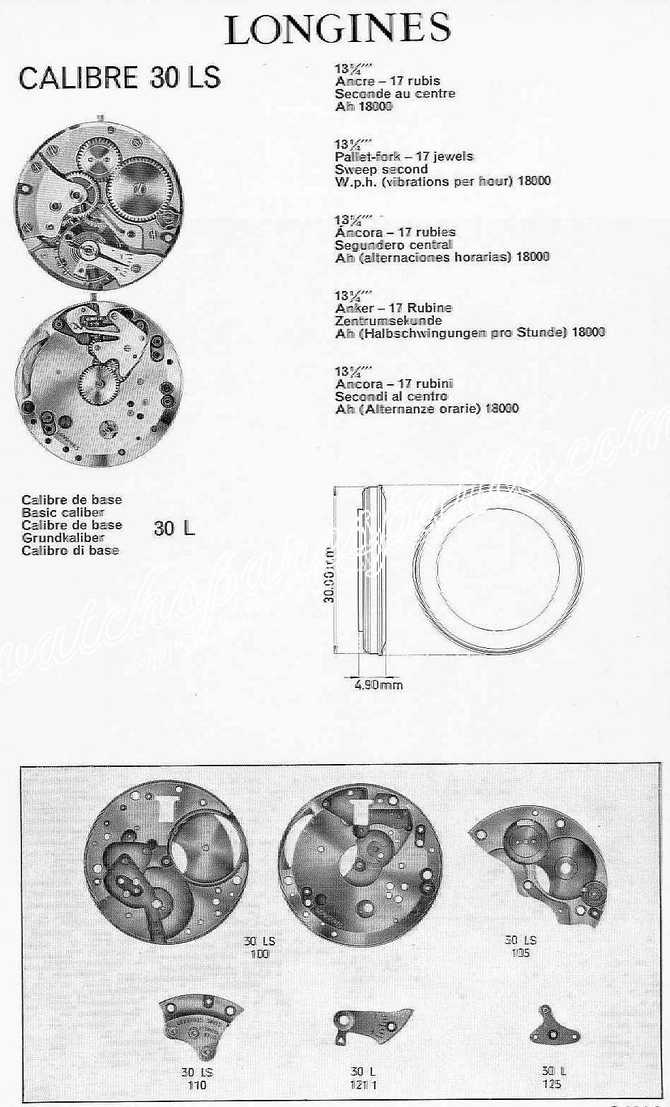 Longines 30LS watch movements Longines 30LS watch movements