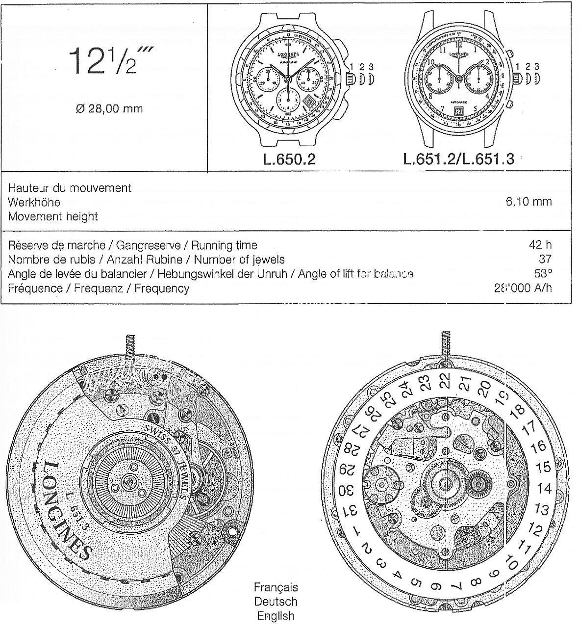 Longines 651 2 watch movements Longines 651 2 watch movements