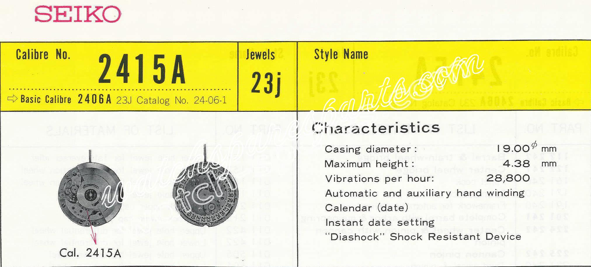 SEIKO 2415A watch movements SEIKO 2415A watch movements