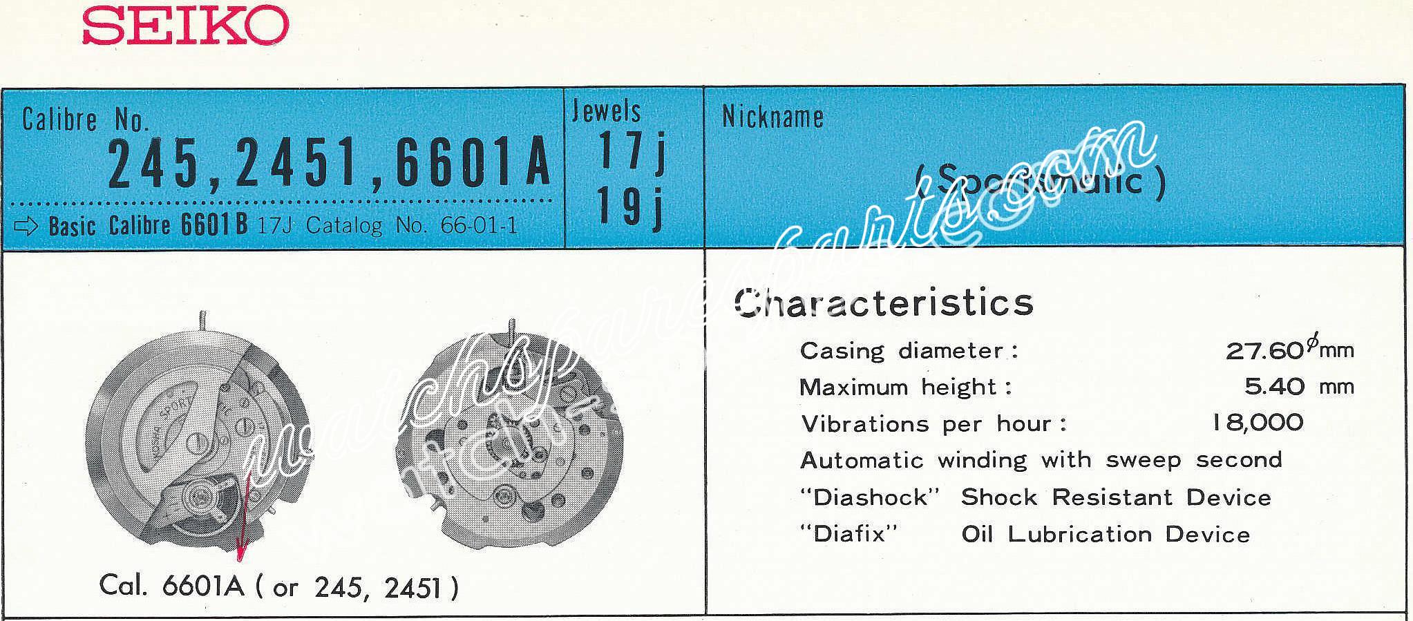 SEIKO 6601A watch movements SEIKO 6601A watch movements
