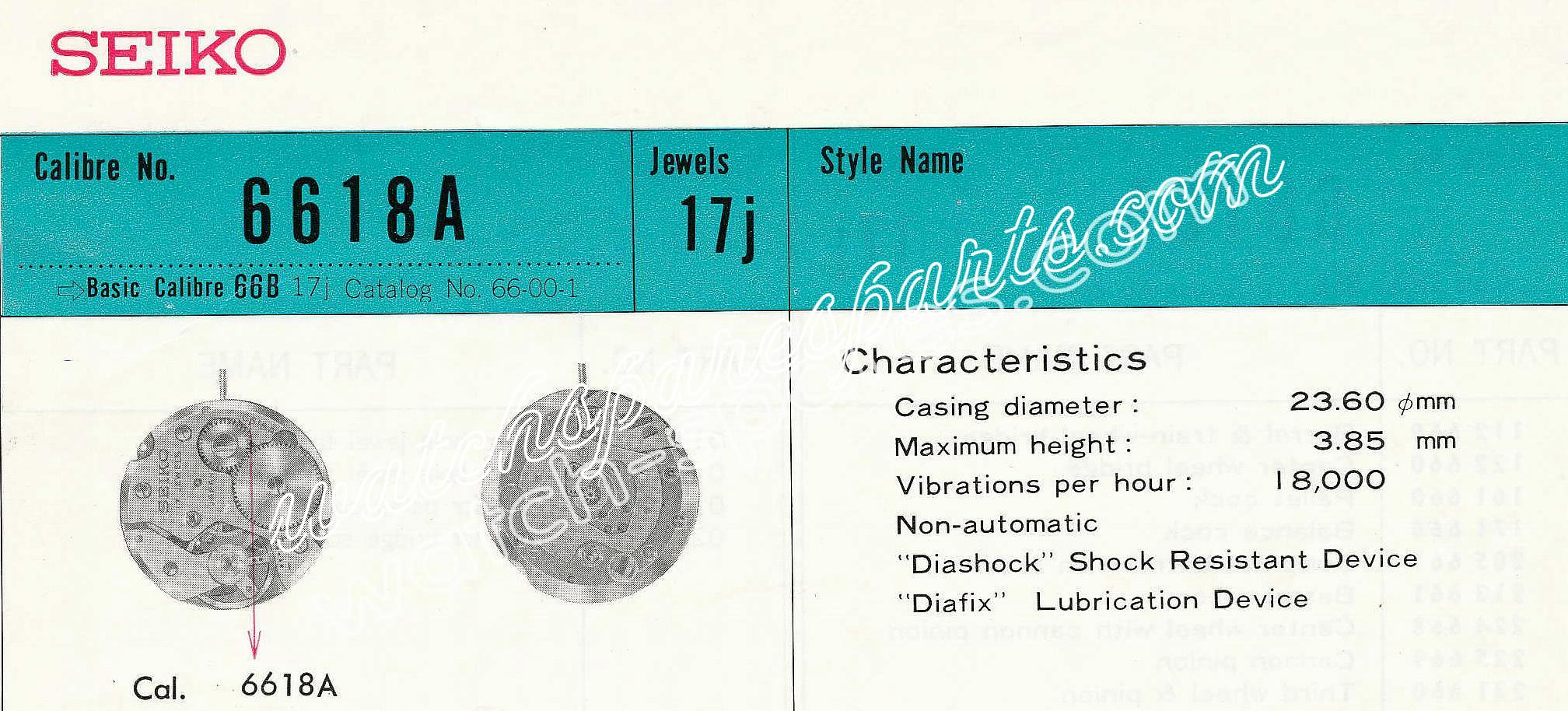 SEIKO 6618A watch movements SEIKO 6618A watch movements
