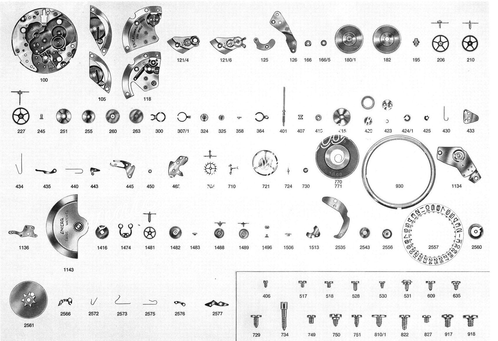 Enicar AR 164 Watch spare parts Enicar AR 164 Watch spare parts