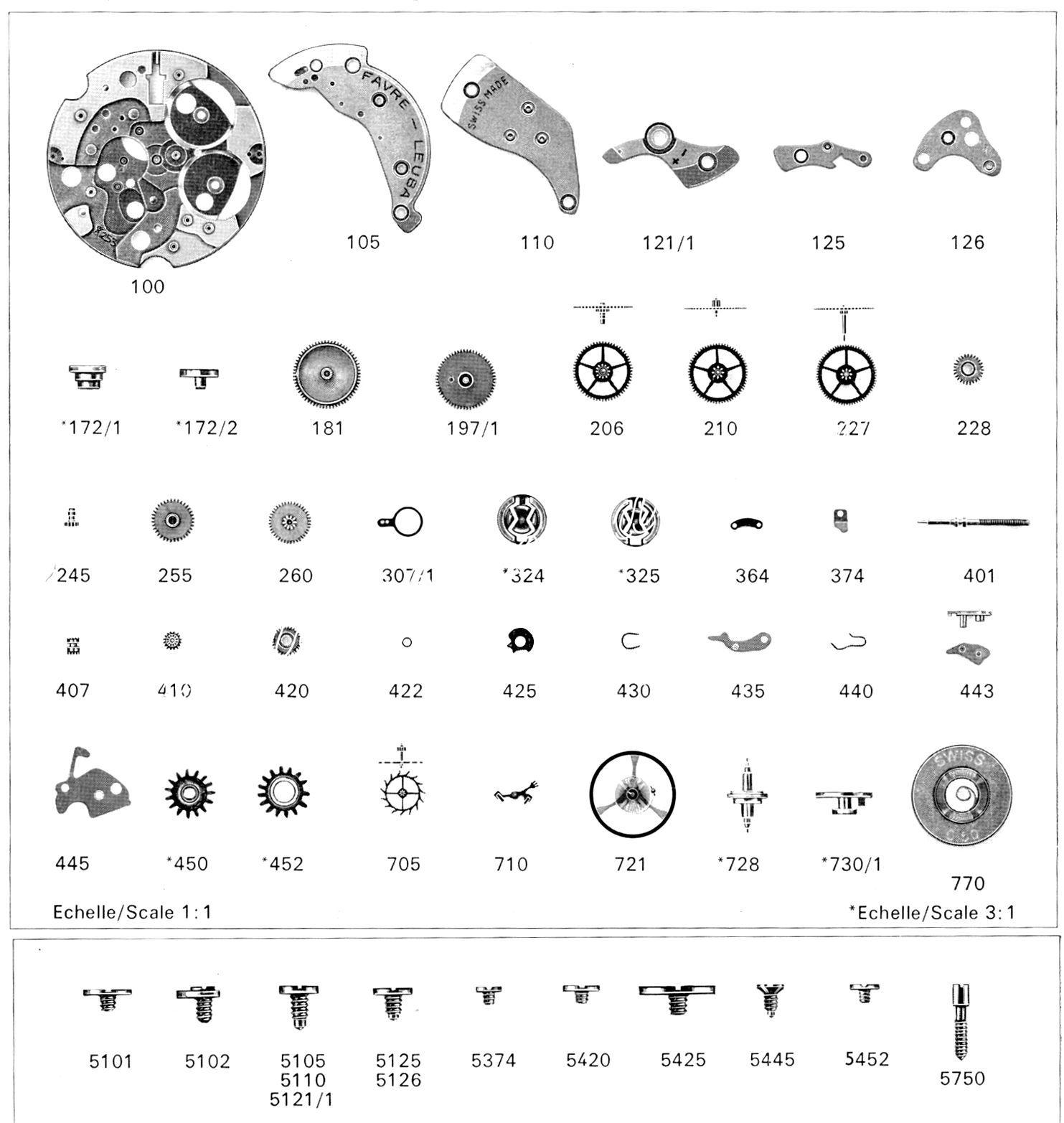 Favre Leuba FL 251 Watch Spare Parts Favre Leuba FL 251 Watch Spare Parts