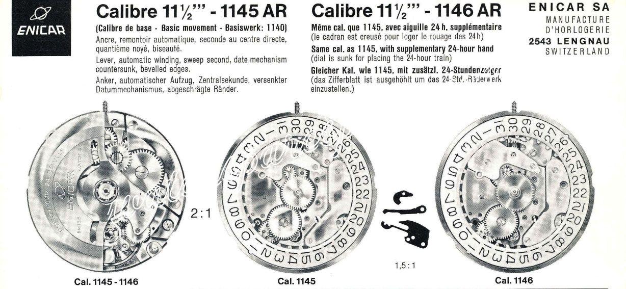 Enicar AR 1145 Watch Movements Enicar AR 1145 Watch Movements