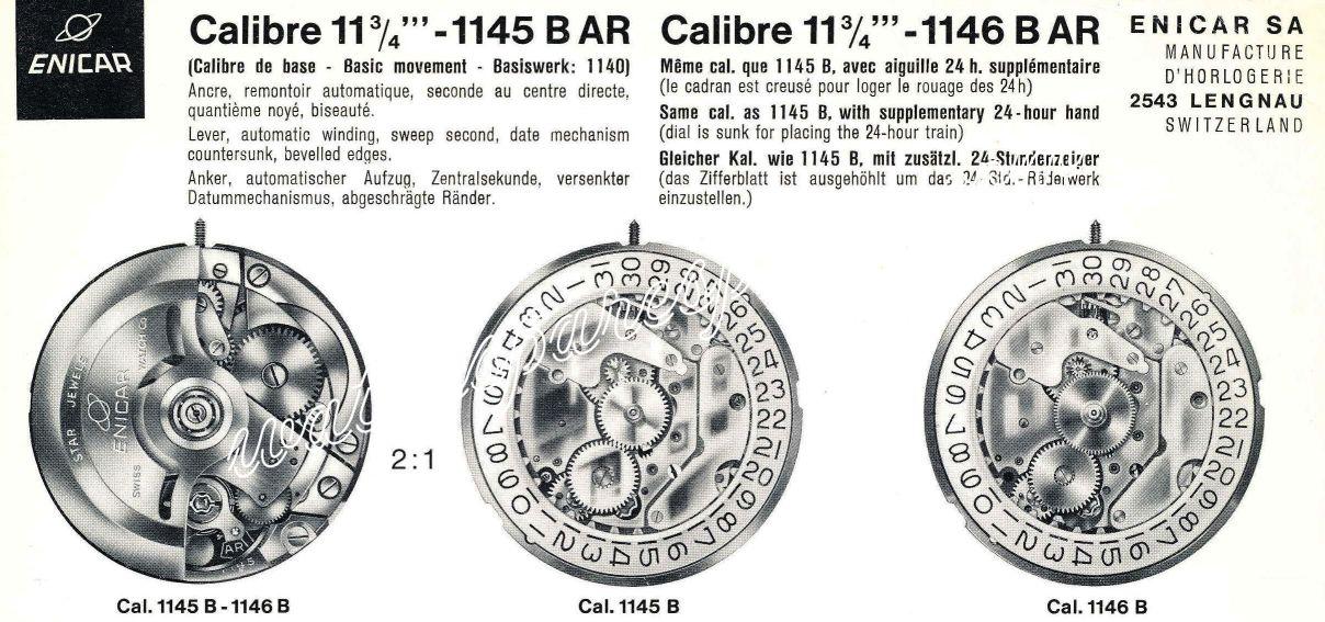 Enicar AR 1145B Watch Movements Enicar AR 1145B Watch Movements